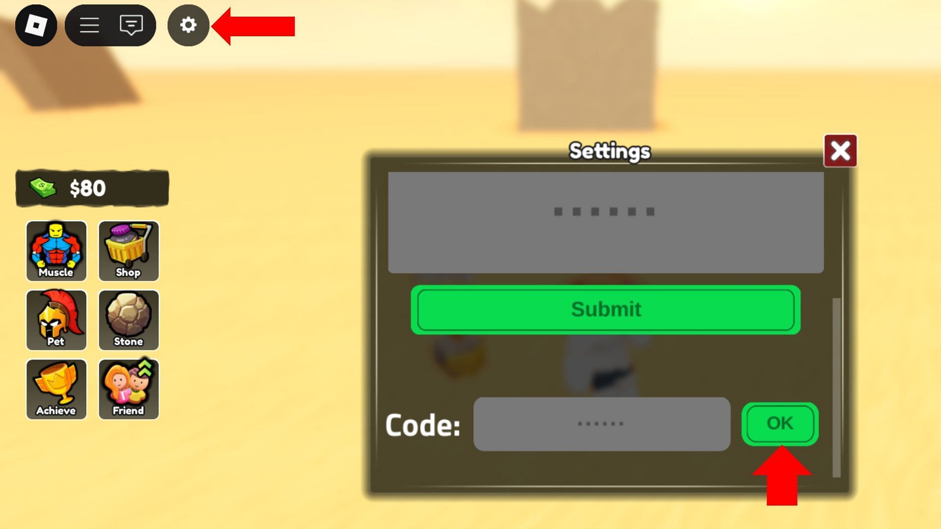 Redeeming codes is a straightforward process (Image via Roblox)